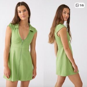 Green Zip-Up Dress Urban Outfitters